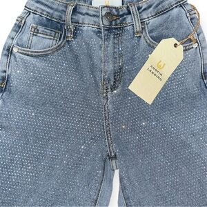 Austin Landing Women's Glittering Blue Wide Leg Jeans